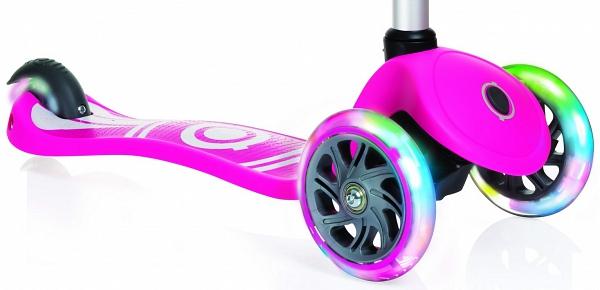 Трехколесный самокат Primo Fantasy Lights, светящиеся передние колеса, розовый лого  